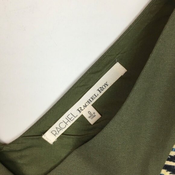 Rachel Roy Green Batik Tribal Aztec Print Sleeveless‎ Fitted Sheath Dress Size 0 - Picture 3 of 8